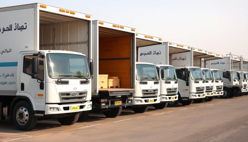 أسطول سيارات مجهز لنقل الأثاث من الرياض إلى المدينة المنورة