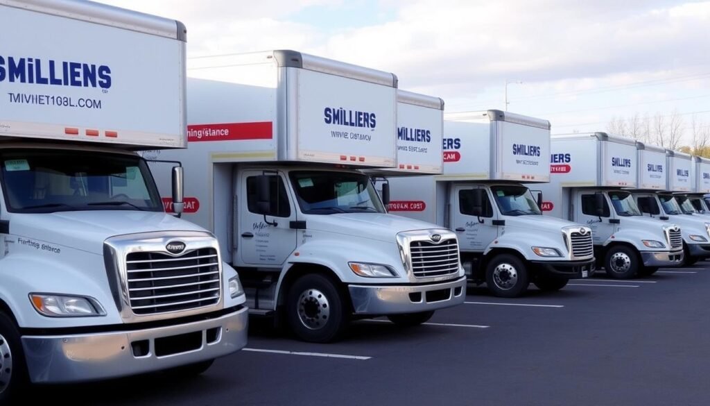 أسطول شاحنات مجهزة لنقل الأثاث من الرياض إلى رفحاء