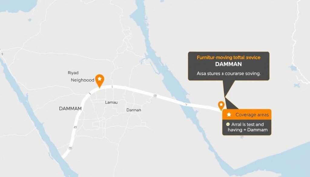 خريطة مناطق تغطية خدمات نقل عفش الرياض إلى الدمام