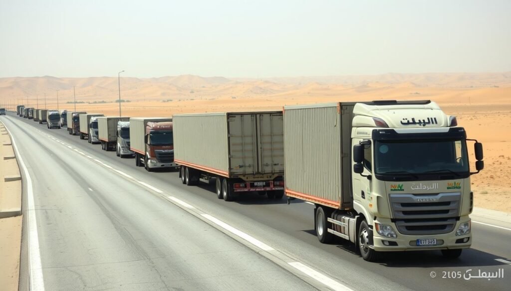 شاحنة تقوم بنقل الأثاث على الطريق بين الرياض وجازان