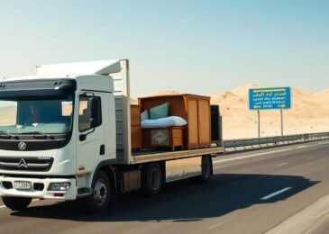 شاحنة نقل أثاث في الطريق من الرياض إلى رفحاء