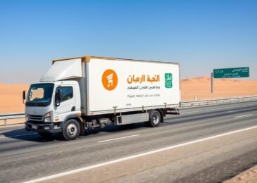 شاحنة نقل عفش متخصصة في الطريق من الرياض إلى نجران