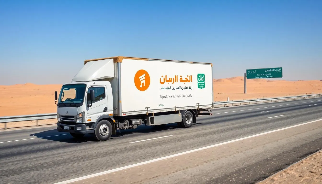 شاحنة نقل عفش متخصصة في الطريق من الرياض إلى نجران