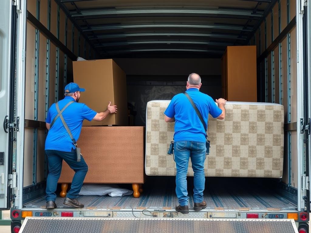 عملية تحميل أثاث منزلي في شاحنة نقل من الرياض إلى رفحاء