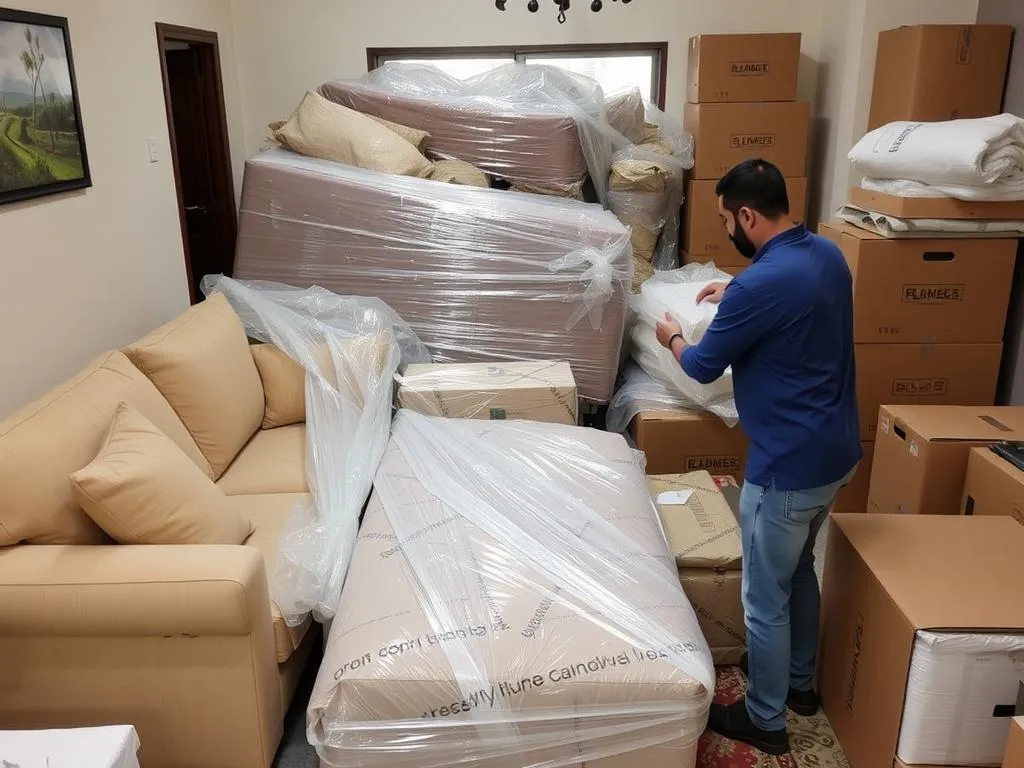 عملية تغليف أثاث احترافية قبل نقل عفش الرياض