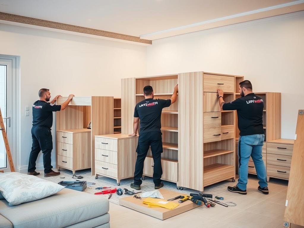 فريق عمل يقوم بتركيب الأثاث بعد نقل عفش الرياض إلى الدرعية فريق عمل يقوم بتركيب الأثاث بعد نقل عفش الرياض إلى الدرعية