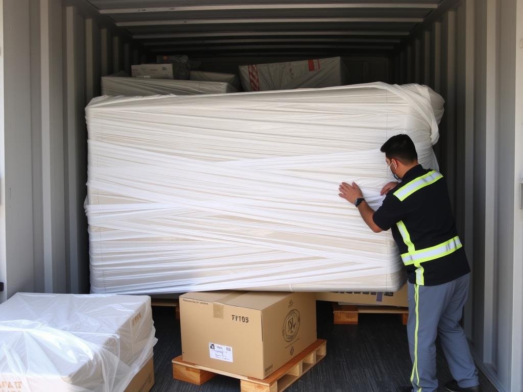 فريق محترف يقوم بتغليف أثاث منزلي قبل نقل عفش الرياض إلى عرعر