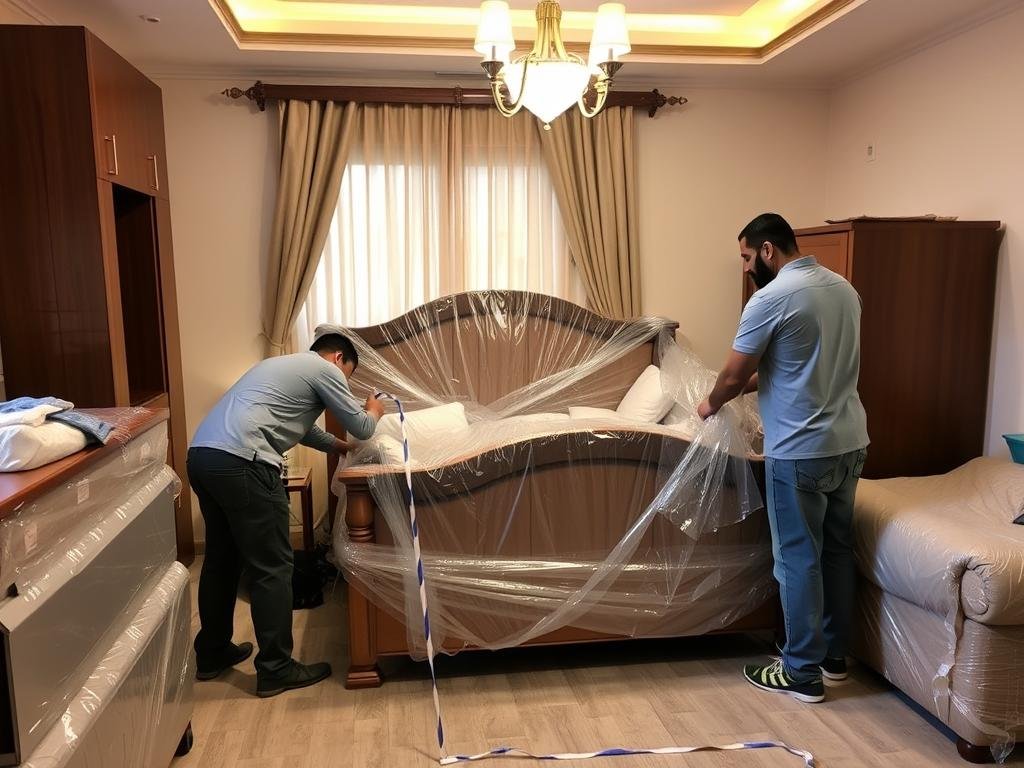 فك وتغليف الأثاث قبل نقله من الدمام إلى بيشة