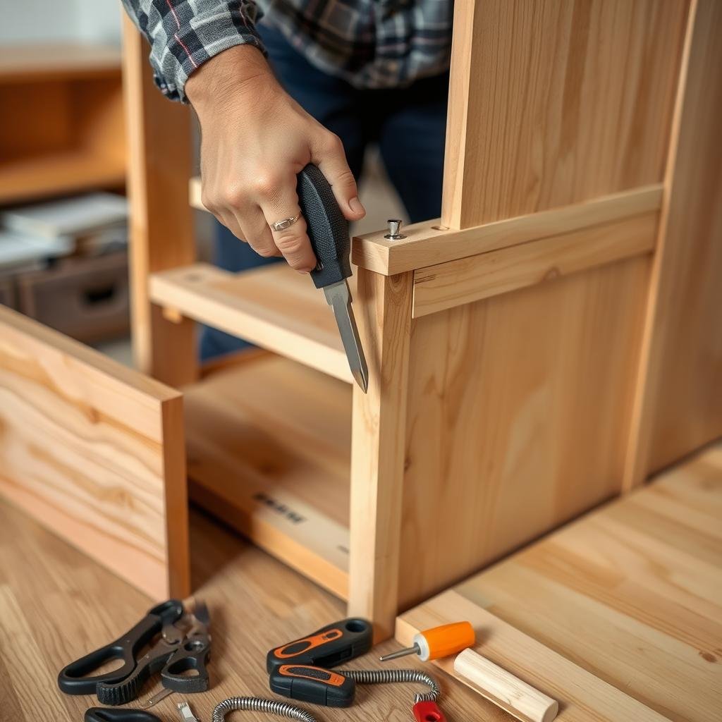 نجار متخصص يقوم بفك أثاث قبل نقله من الرياض إلى الخرج