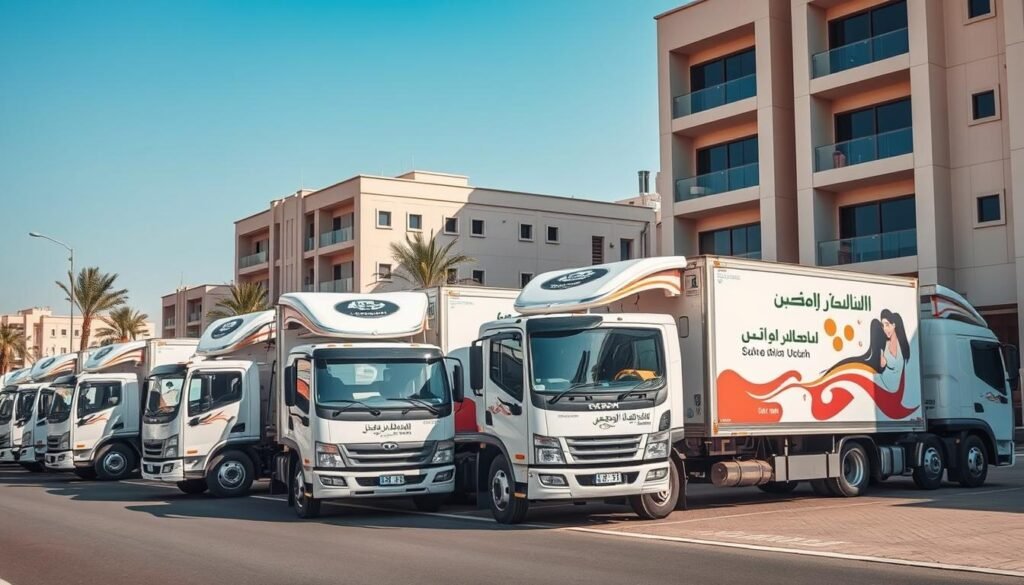 أسطول سيارات الشركة العربية لنقل الأثاث من حي لحي داخل جدة