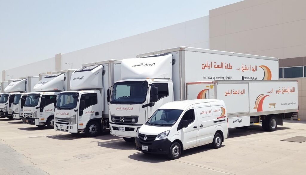 أسطول سيارات الشركة العربية لنقل العفش داخل جدة