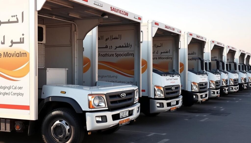 أسطول شاحنات حديثة مخصصة لنقل عفش من مكة إلى أبها