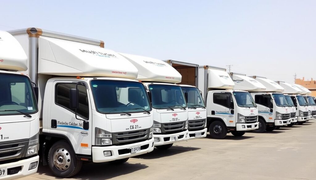 أسطول شاحنات مجهز لنقل العفش من مكة إلى الطائف