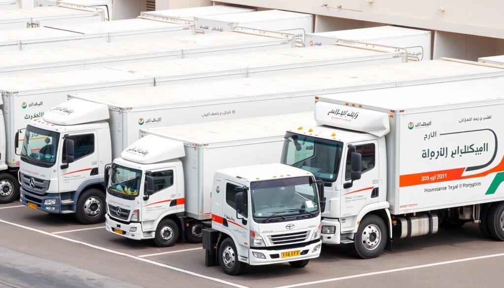 أسطول شاحنات نقل العفش من الجبيل إلى القصيم