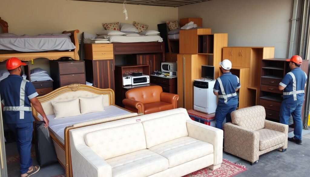 أنواع مختلفة من الأثاث يتم نقلها من مكة إلى حي المرجان جدة