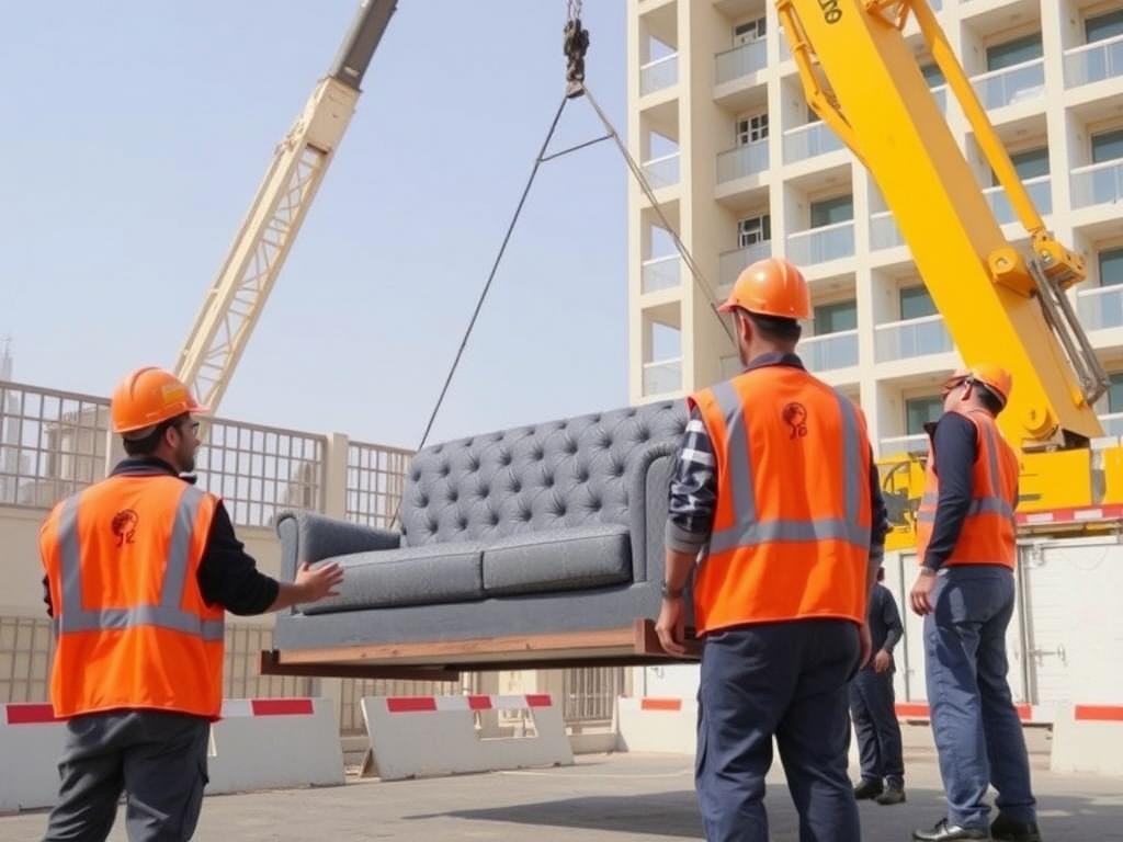إجراءات السلامة المتبعة أثناء نقل العفش بالرافعات من قبل الشركة العربية في جدة