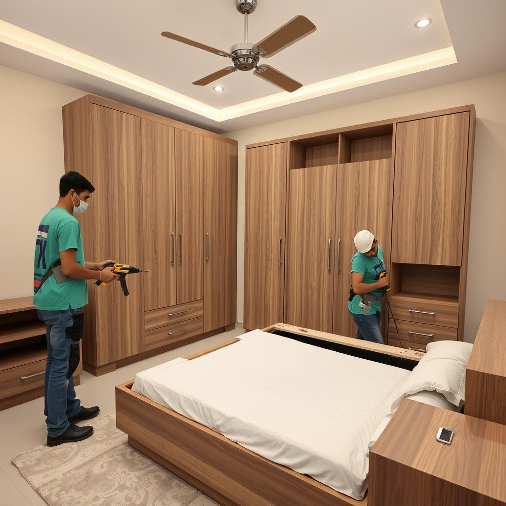 تركيب الأثاث في المنزل الجديد بحي النزهة جدة