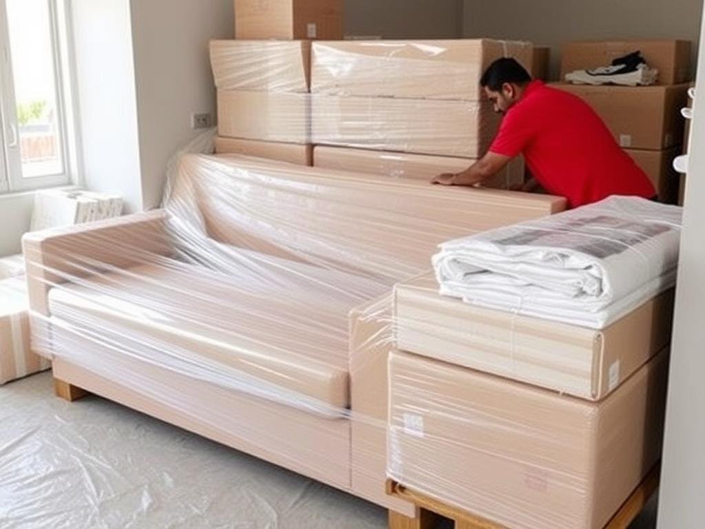 تغليف أثاث منزلي بواسطة فريق الشركة العربية لنقل أثاث جدة