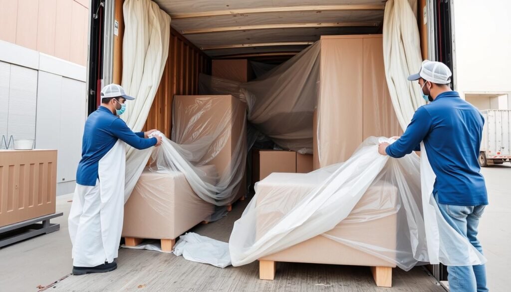 تغليف احترافي للأثاث قبل نقله من الجبيل إلى عرعر