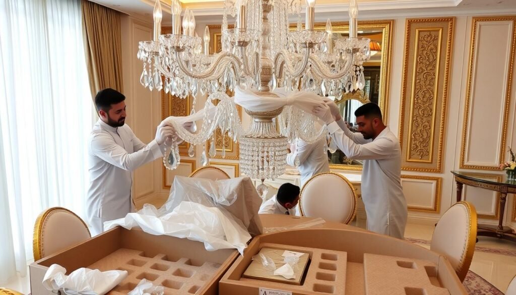 تغليف الثريات والإضاءة الفاخرة في جدة