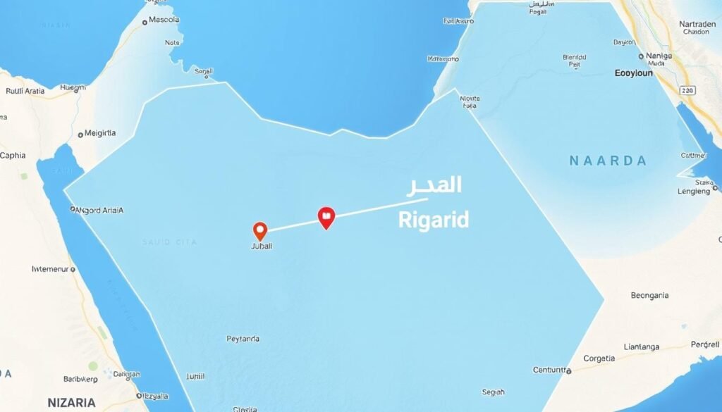 خريطة توضح مسار نقل العفش من الجبيل إلى الرياض