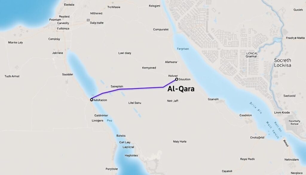 خريطة توضح مسار نقل العفش من الجبيل إلى القارة خريطة توضح مسار نقل العفش من الجبيل إلى القارة