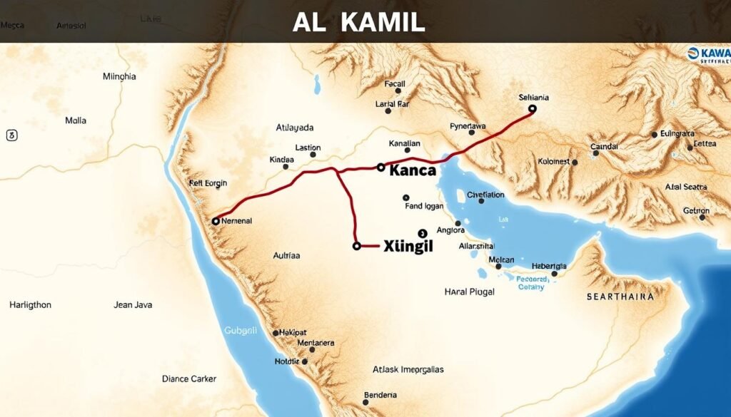 خريطة توضح مسار نقل العفش من مكة إلى الكامل