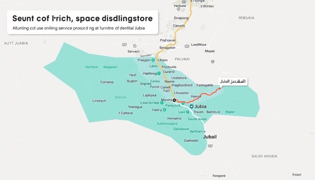 خريطة توضح مناطق الجبيل والجبيل القديمة التي نقدم فيها خدمات نقل العفش