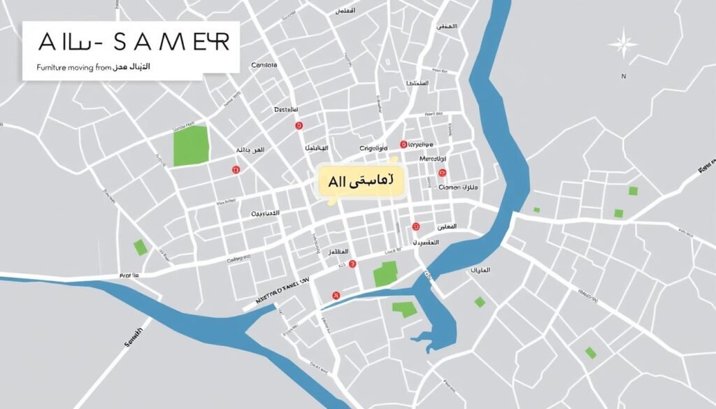 خريطة حي السامر في جدة - وجهة نقل العفش من مكة