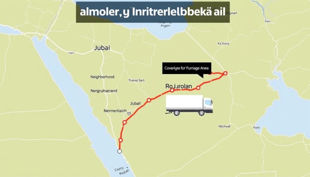 خريطة مناطق تغطية خدمة نقل العفش من الجبيل إلى الرميلة