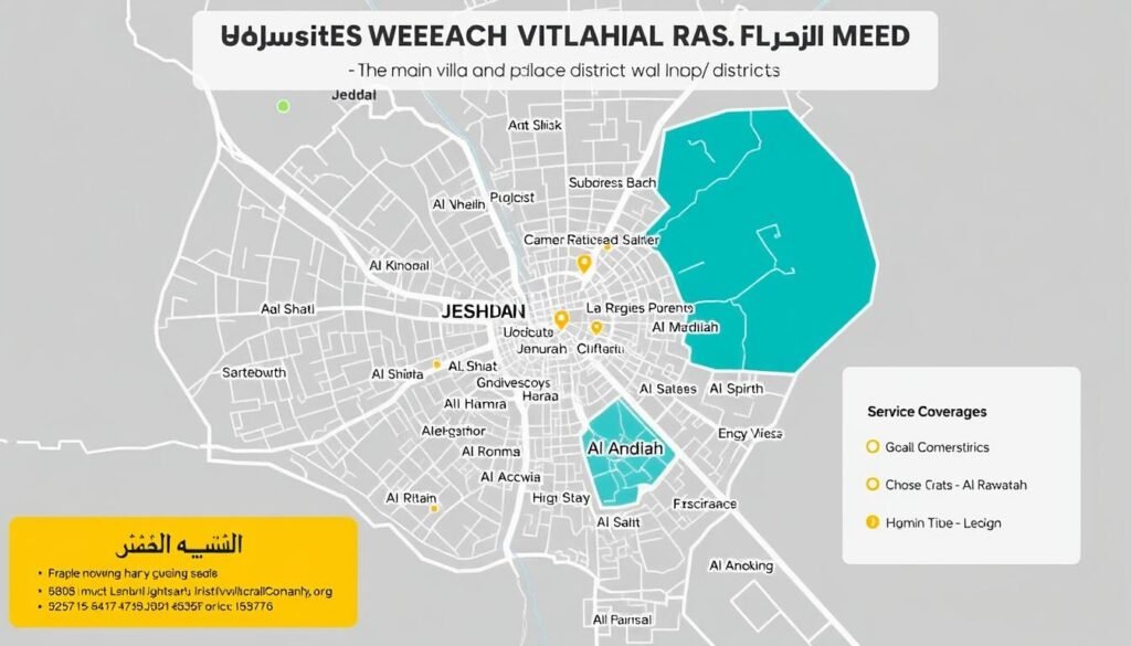 خريطة مناطق خدمة نقل أثاث فلل وقصور داخل جدة