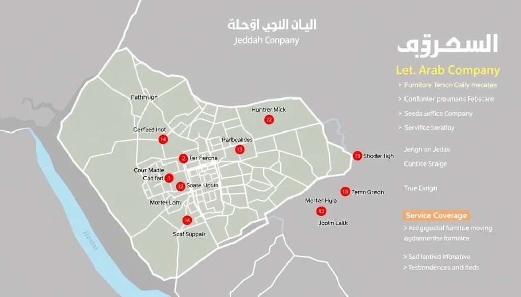 خريطة مناطق خدمة نقل العفش في جدة مع الشركة العربية