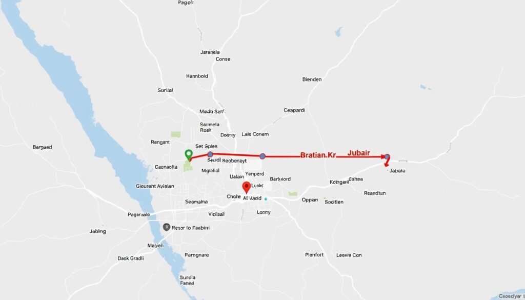 خريطة مناطق خدمة نقل العفش من الجبيل إلى الخبر الجنوبية