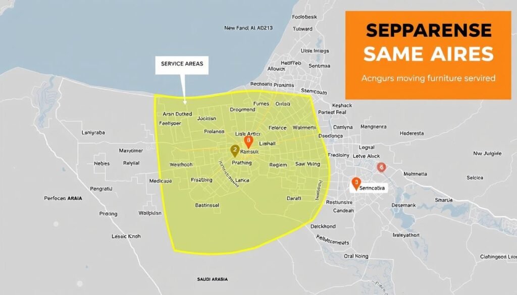خريطة مناطق خدمة نقل عفش من الجبيل إلى جدة