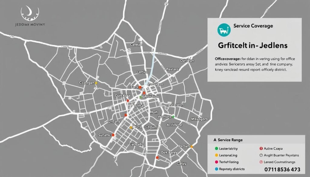 خريطة مناطق خدمة نقل مكاتب وتجهيزات داخل جدة
