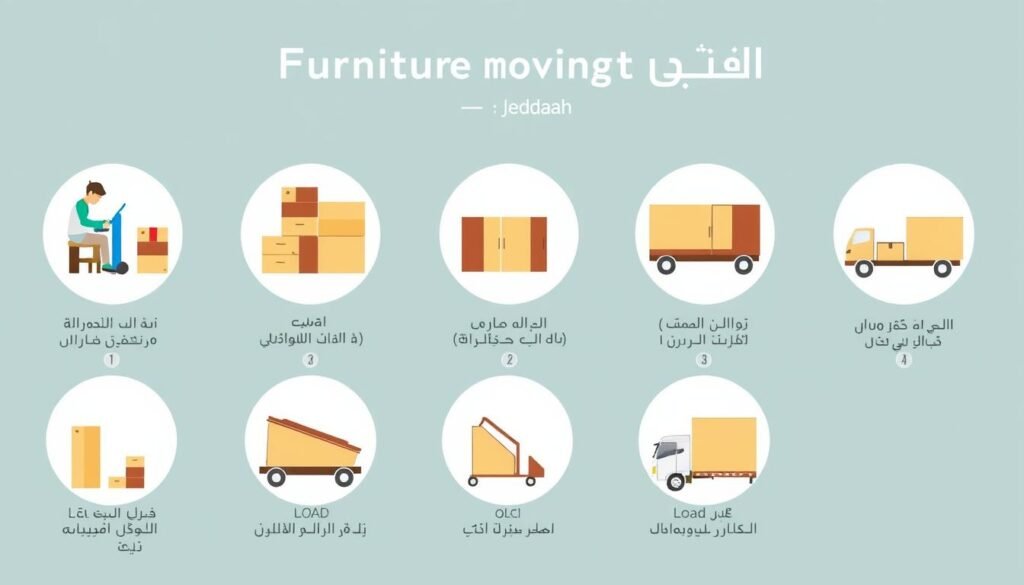 خطوات نقل العفش بمعدات حديثة داخل جدة من الشركة العربية