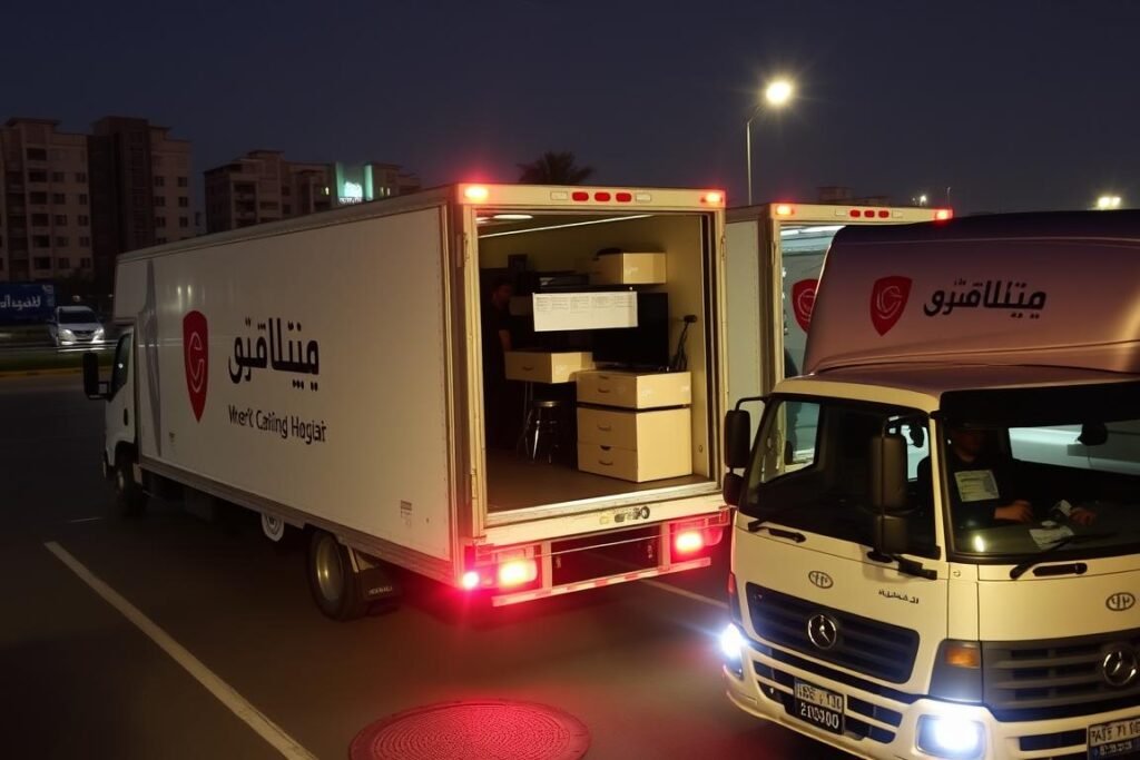 سيارات الشركة العربية المجهزة لنقل أثاث إلكترونيات وأجهزة منزلية داخل جدة
