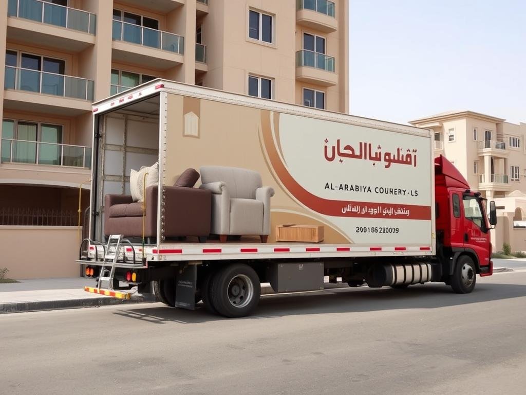 سيارة نقل عفش تابعة للشركة العربية مجهزة لنقل الأثاث المنزلي داخل جدة