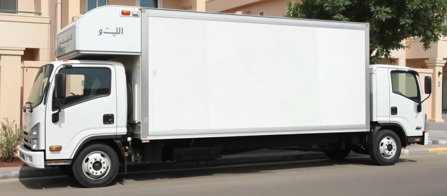 سيارة نقل عفش مغلقة تابعة للشركة العربية في أحد أحياء جدة