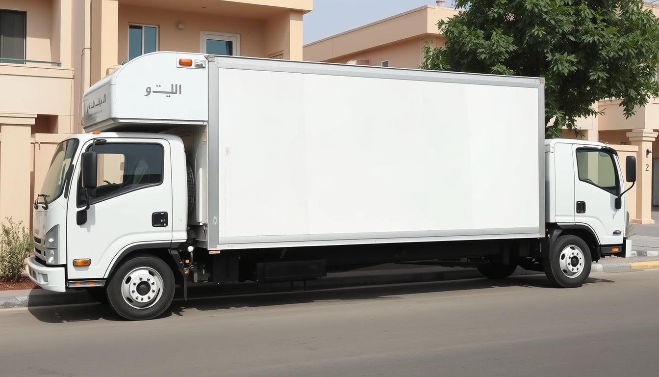 سيارة نقل عفش مغلقة تابعة للشركة العربية في أحد أحياء جدة