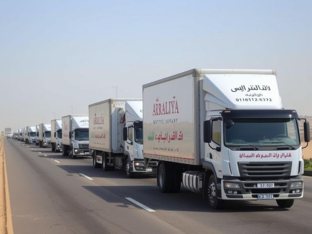 شاحنات الشركة العربية لنقل العفش على الطرق السريعة بين مدن المملكة