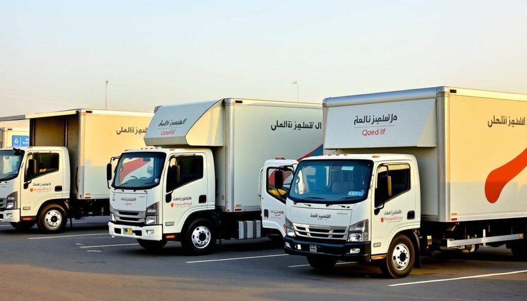 شاحنات مجهزة لنقل العفش من الجبيل إلى القطيف