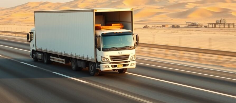 شاحنة نقل عفش متخصصة في الطريق من الجبيل إلى رأس الخير