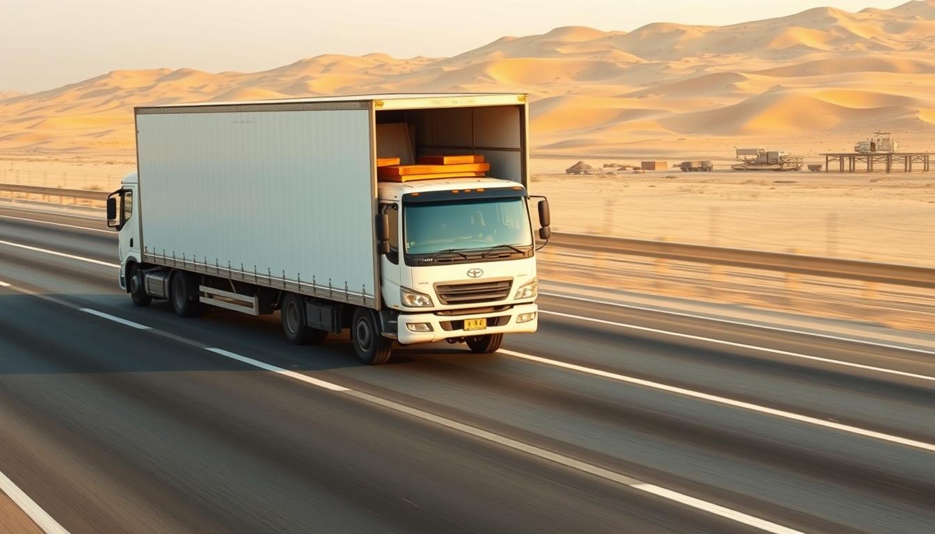 شاحنة نقل عفش متخصصة في الطريق من الجبيل إلى رأس الخير