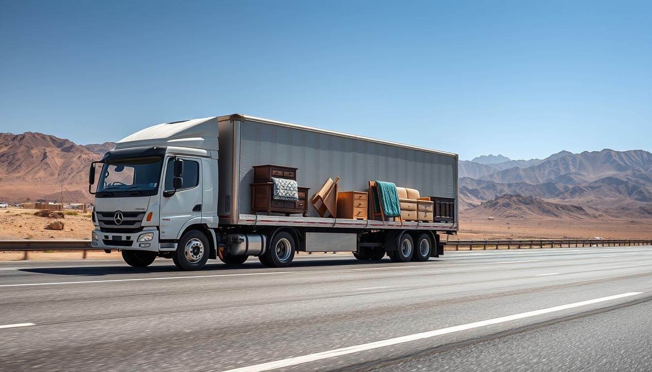 شاحنة نقل عفش متخصصة في الطريق من مكة إلى أبها