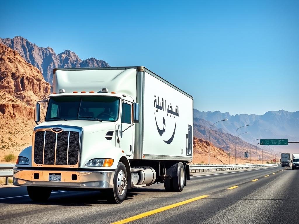 شاحنة نقل عفش متخصصة في الطريق من مكة إلى تبوك