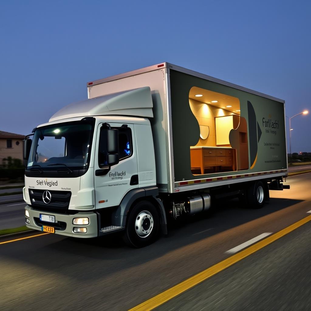 شاحنة نقل عفش مجهزة تنقل الأثاث من مكة إلى الليث بأمان