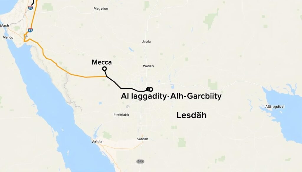 طريق النقل من مكة إلى حي البغدادية الغربية جدة