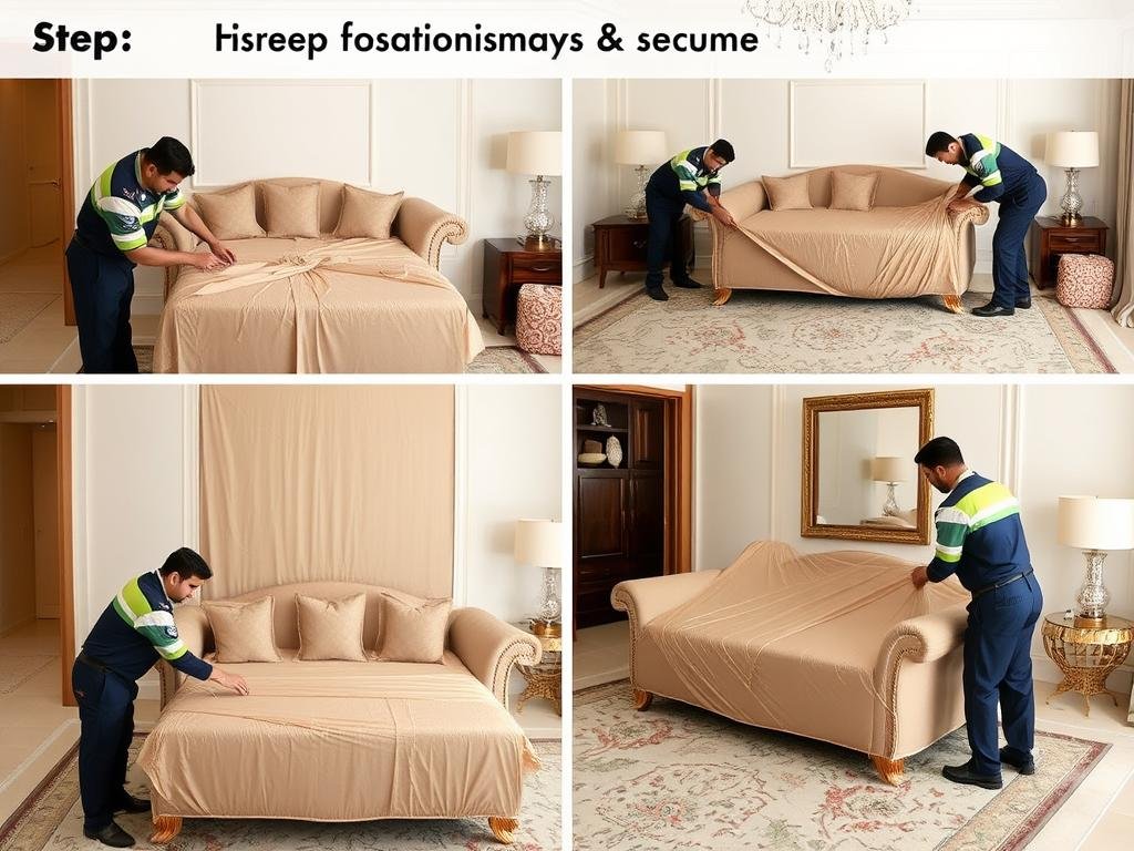 عملية تغليف أثاث فاخر داخل جدة