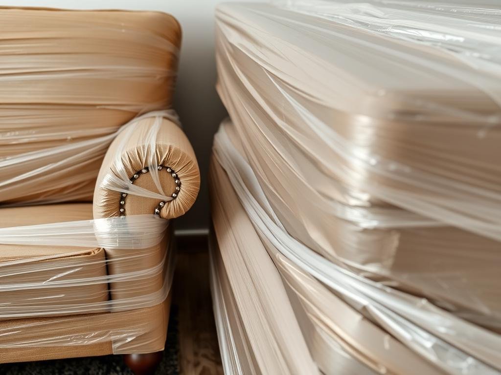 عملية تغليف أثاث منزلي باستخدام مواد عالية الجودة لنقل العفش من مكة إلى الليث